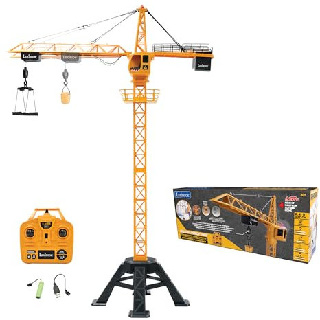 Lexibook, Crosslander® Pro, RC-Kran, Riesiger Ferngesteuerter Kran, Höhe 1,28 m, Hebt bis zu 500g, Multidirektional, Ton- und Lichteffekte, Gelb, RCP35