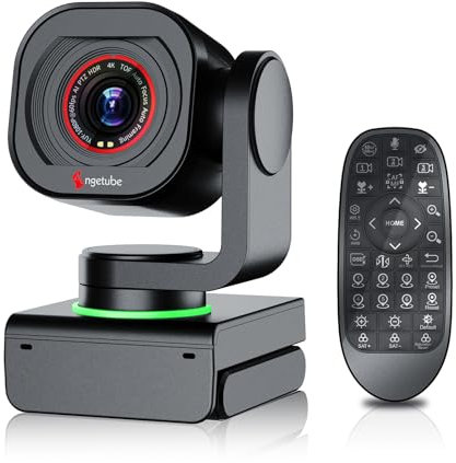 Angetube 4K Webcam mit Gestensteuerung, AI-Tracking,USB 3.0 PTZ Streaming PC Kamera mit Dual NR-Mikrofonen, TOF Autofokus, 1080P 60FPS, HDR, für PC/Mac/Laptop, Meetings/Streaming/Videoanrufe