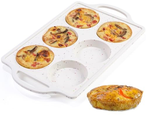 CAKETIME Muffin Top Pan, 3 Inch Metal Reinforced Frame Silicone Egg Mold for Breakfast Sandwiches Non Stick Round Silicone Egg Pan for Baking English Muffins, Whoopie Pies, Corn Bread, Tarts Confetti