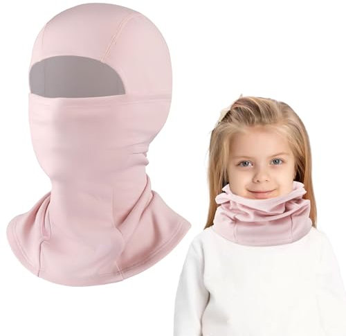 Kinder Sturmhaube Winter Fahrradmütze Unter Helm Warm Sturmmaske Mütze mit Halswärmer Winddicht Gesichtsmaske Skimaske für Jungen Mädchen 4–13 Outdoorsports Radfahren Skifahren Fahrrad (Rosa)
