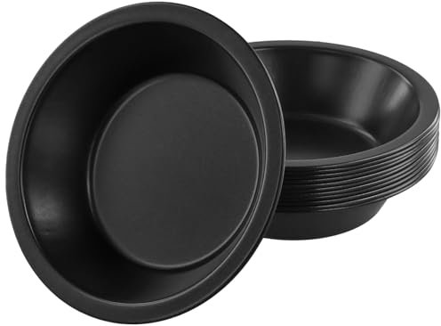 KOHAND 12 PCS Individual Round Pie Tins, 5 Inch Mini Pie Dishes Carbon Steel Black Quiche Dishes, Non-Stick Coating Tart Tins for Baking Bread Cake