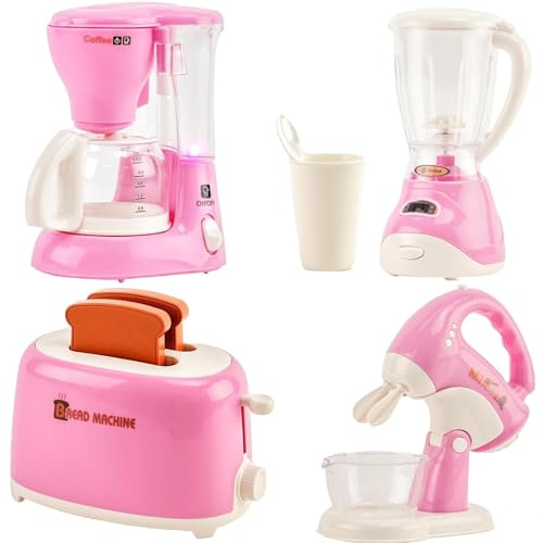 Cucina Giocattolo per Bambini,con Tostapane Macchina da caffè Frullatore Spremiagrumi,Con luci e Musica,Elettrodomestico Cucina Giocattolo per Giochi di Ruolo,Adatto a Bambini e Bambine dai 3 anni in