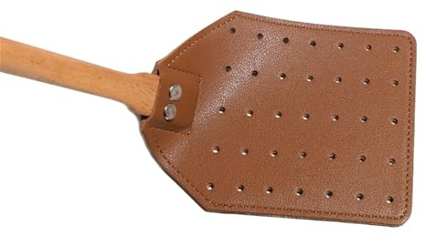 Tapette À Mouches, Tapetteà Mouche Manuelle En Cuir PU Avec Longue Poignée Bois Pour Moustiques, Mouches Et Insectes