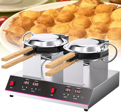 Gaufrier Professionnel À Bulles - Station De Desserts Numérique, Gaufrier À Œufs Rotatif À 180°, Revêtement Antiadhésif Épais, Avec Affichage Numérique, Pour Cafés, Desserteries,DoubleHead