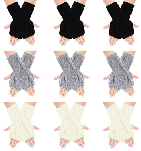 Uoxmiy 9 Pairs Fingerless Gloves for Women Ladies Fingerless Gloves Thickened Wrist Warmers for Women Soft and Skin Friendly Warm Winter Gift for Ladies and Girls