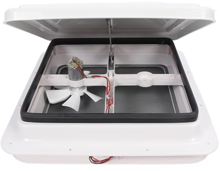 aqxreight Ventilateur d'aération de Toit pour Camping-car, 340 X 340 Mm, 12 V, Résistant à l'eau, Unidirectionnel, avec Tige de Support en Maille pour Remorque de Camping-car et Résistant, Haute