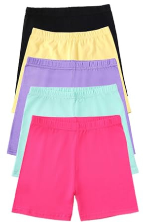 TYUSGH 5 Pack Pantalones cortos de baile para niñas, pantalones cortos atléticos de algodón para gimnasia, ciclismo, yoga, bicicleta, pantalones cortos para correr, pantalones cortos de gimnasio