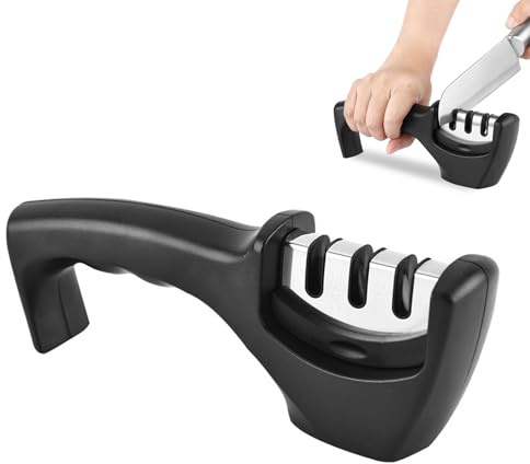 Vitalkompass Messerschärfer, Vital Kompass Messerschleifer Smart Sharp für scharfe Messer, Manueller Messerschärfer 3 Stufen, Wolframstahl & Keramik Schärfstufen zum Messer-schärfen für Küchenmesser