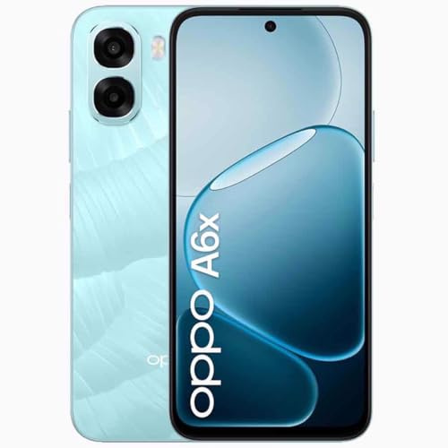 OPPO A6x AI Smartphone, doppia fotocamera 13MP+QVGA, Selfie 5MP, Display 6.75 120HZ IPS HD+, 6100mAh, RAM 4GB(Esp1GB/2GB/4GB)+ROM 128GB [Versione Italia], Ice Blue