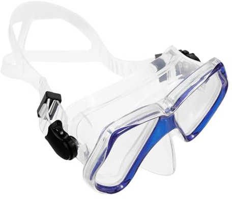 VINTORKY Lunettes de Plongée Sportives Grand Cadre Étanches et Anti-buée, Monture Bleue Transparente, Confortables et Légères pour Plongée et Natation, Lunettes de Natation Hommes et