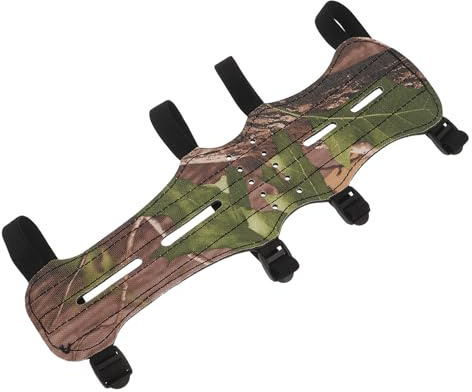PAMINGONO Protezione per Braccio da Tiro con L’Arco Unisex Regolabile a 4 Cinghie in Pu Morbido e Resistente, Copribraccio Camouflage per Allenamento, Caccia e attività Outdoor
