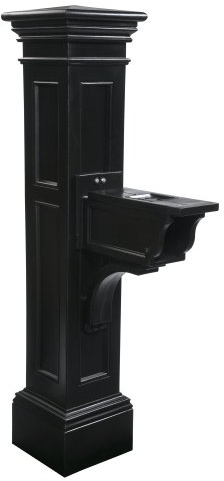 Mayne Inc. Liberty Single Arm Mail Post - Black - 31in L x 14in W x 64in H - Liberty Post & Arm, Hardware Kit (5805-B)