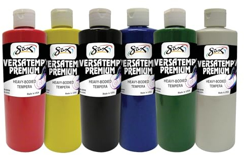 Sax Versatemp Premium Heavy-Bodied Tempera Paints, Assorted Colors, 6 Pints