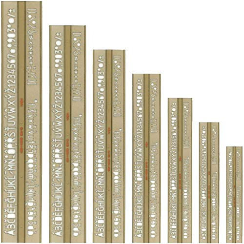 Schriftschablonen ISO Norm 7er Set Schrift Schablone 2,5 3,5 5 7 10 14 20 mm Schablonen