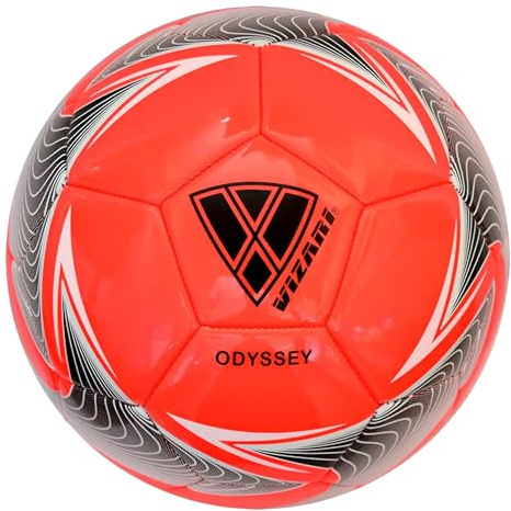 Vizari Odyssey Fußball Ball - Trainingsball Fussball mit 32-er Muster - Fußball - Rot- Größe 5
