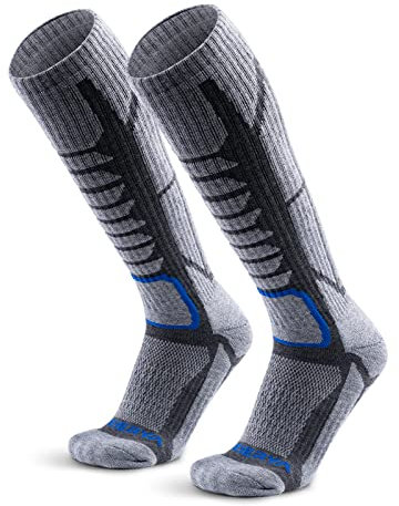 WEIERYA Skisocken,Merinowolle ski socken für Herren Damen Geeignet für Skifahren,Snowboarden,Outdoor Wintersport,Grau 2 Paar (37-40)