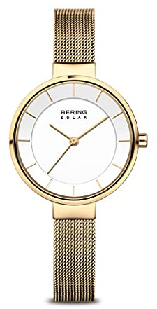 BERING Damen Uhr analog Quarz Solar mit Edelstahl Milanaisearmband 14631-324