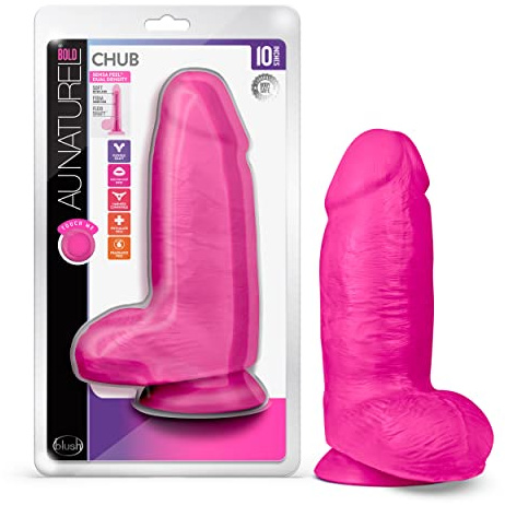 Blush Novelties Au Naturel Chub – 10 Zoll lang – fetter 3 Zoll dicker Dildo – ultraweiches Sensa-Feeling mit doppelter Dichte für Komfort – Saugnapf für freihändiges Spielen – Pink