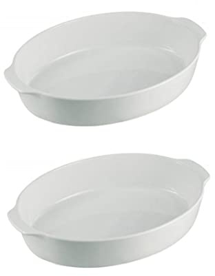 SET DI 2 PIROFILA OVALE,PIATTO IN CERAMICA DA FORNO FORMATO MEDIO Cm.24x14,5x5