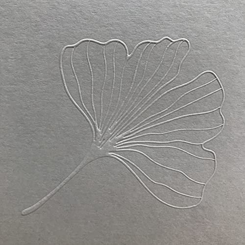 Vulkan-Druckerei OHG Trauerkarte Beileidskarte Beileidsbekundung Blatt, im Präge-Verfahren gedruckt (Gingko), Grau