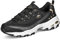 Skechers Damen D'Lites Ladies Night Sneaker, Black Duraleather Gold Trim, 41 EU