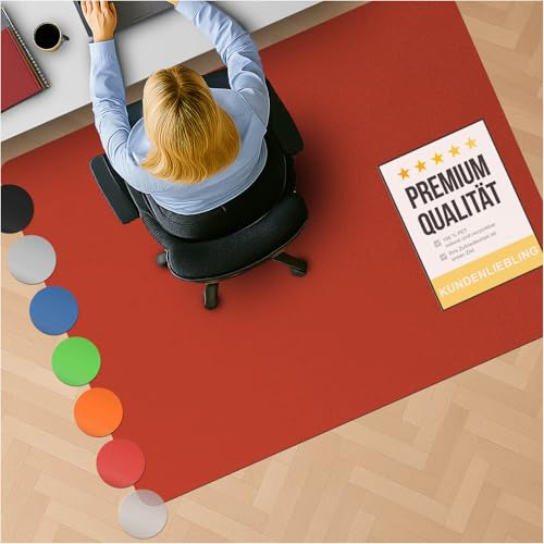 Bodenschutzmatte Chroma aus PE-Kunststoff - Stuhlmatte 90x120 cm Rot