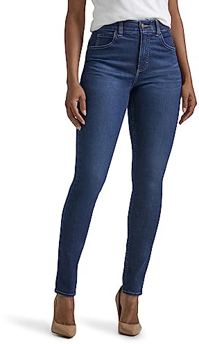 Lee Womens Ultra Lux Comfort with Flex Motion Skinny Leg Jean with Ever Fit, Deepest Dark, 8 US