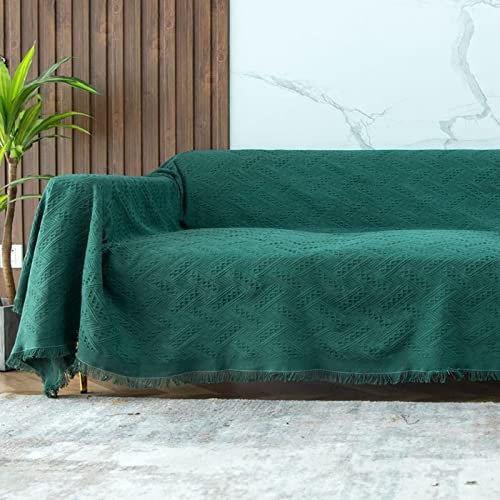 Homxi Sofa Überzug 4Sitzer,Sofa Überzug Decke Einfarbig mit T Sofaüberwurf Baumwolle Sofa-Handtuch Grün Sofahusse 230x280CM