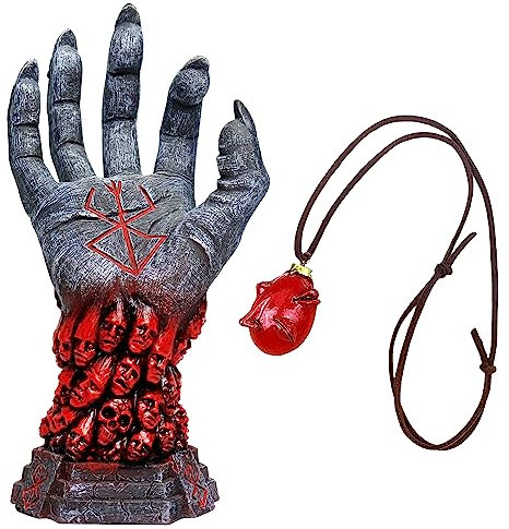 nezababycos Statue berserk - Figurine de main de Dieu - Figurine de squelette de diable - Ornement avec collier Behelit - Accessoires de décoration d'Halloween pour intérieur et extérieur - Collection