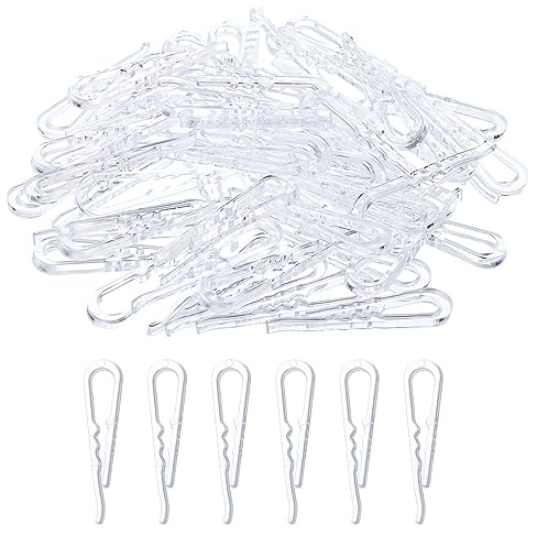 QUARKZMAN 200uds Duradero Plástico Cocodrilo Clips 1,97 Transparente | U-Forma, Camisa Clip, Ropa Pinzas, con Dientes para Doblar Corbatas, Pantalones, Calcetines, Prendas