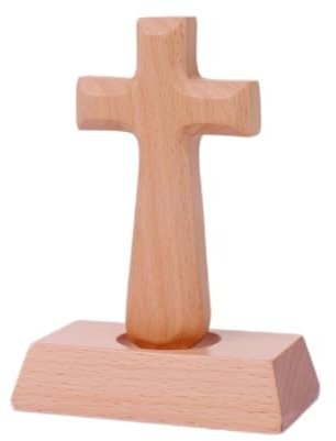 Floatdream 1 stück Holzkreuz Ornamente, Holz Kreuze Deko, Kreuz Figur Ornamenten, Holz Stehend Lateinisches Kreuz Massivholz Christian Katholischen