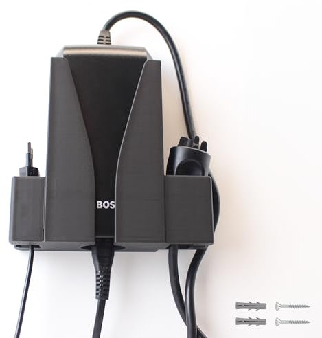 Naturalspring Charger holder for Bosch e-bike, BPC3400 model, includes mounting material, 2 x screws, 2 x dowels, stable wall mounting, order and design, secure hold, compact storage (2A)