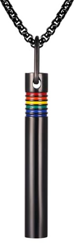 Flongo rauchentwöhnung kette halskette rauchfrei: Regenbogen LBGT pride atmungshalskette schwarz rauchen aufhören achtsame atemhalskette quit smoking höki atmungskette gegen angst anti Stress Geschenk