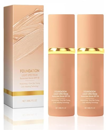 4 in 1 Foundation,Foundation 4 in 1 Light Spectrum,Hydrating Foundation Liquid,Hydrating Medium Full Coverage Concealer with Spf 50+,Waterproof. (2pcs, 12cm)