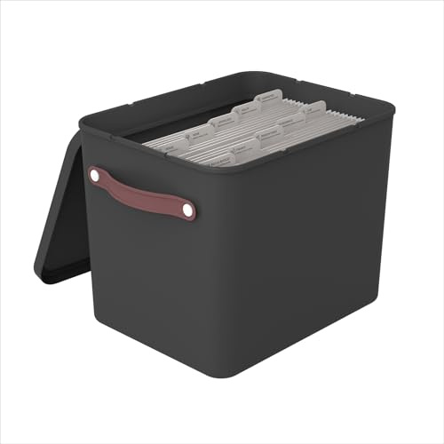 Rotho MyPaper - Contenitore per documenti in plastica (PP) senza BPA, 40,0 x 29,2 x 29,8 cm, colore: Nero