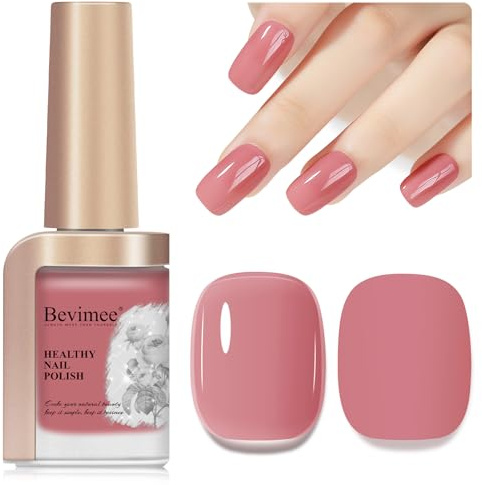 Bevimee Nail Polish Quick Dry Pink Nail Lacquer Sheer Color, Regular Fast Drying Fingernail Polish Bulk Non Gel Long-Lasting DIY Salon Gift For Women