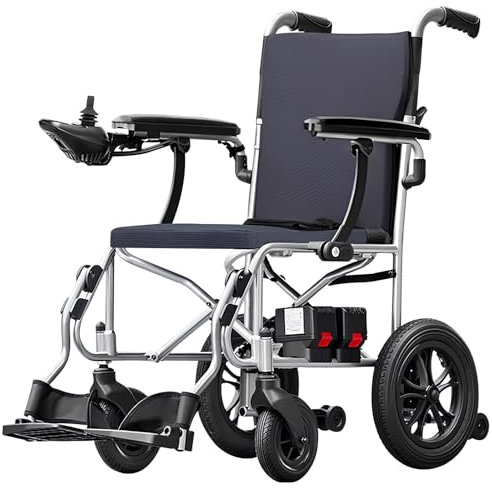 AMITD Sedia a Rotelle Elettrica Pieghevole Leggera, 15kg, 20 km, 500 w, Portata Massima 150 kg, Lega di Alluminio, Bracciolo Pieghevole, Tutto Terreno, Adatto al Trasporto Aereo, per Disabili, Anziani