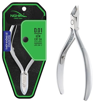NGHIA Cuticle Nipper - D-01 JAW 12 | Stainless Steel | Durable and Sharp | Ergonomic Design | Grey Plated | Ideal for Salons and Home Use