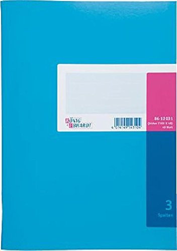 K+E Spaltenbücher /8612031-7103K40, blau, 3 Spalten, DIN A4, Inh.40Blatt