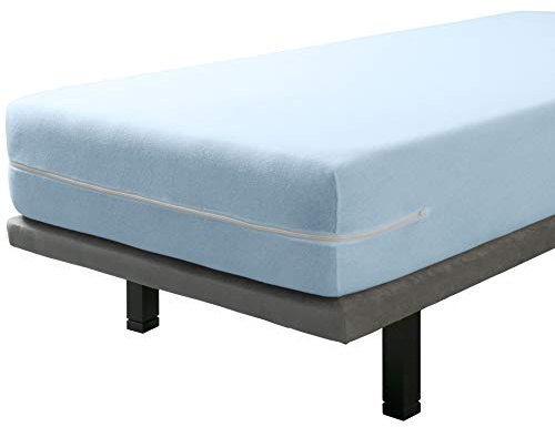 Savel – Funda de Colchón de Rizo Elástico, 100% Algodón – Azul (160 x 190/200 cm) | Protector de Colchón Cremallera | Protector Integral de Colchón – Disponible en Varias Medidas