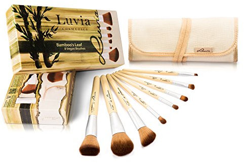 Luvia Cosmetics – Bamboo’s Leaf - Make-Up Pinsel Set aus nachhaltigem Bambus mit 8 Pinseln und praktischer Aufbewahrungstasche aus Leinen – Echtes Taklon Haar - Vegan und für Tierhaarallergiker geeignet