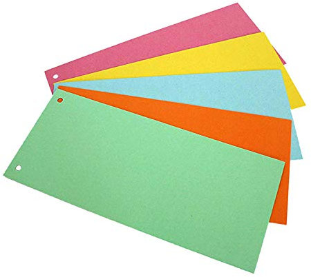 easydruck24de Trennstreifen für Ordner A4 bunt 500 Stück I 5 Farben (je 100x) 24x10,5 cm I Trennblätter Sortiersystem schmal I az065