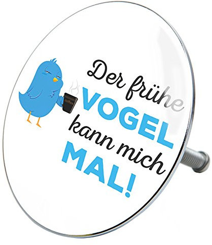 Sanilo Badewannenstöpsel Der frühe Vogel, Stöpsel für die Badewannen deckt den kompletten Abflussbereich ab, universal mit Motiv
