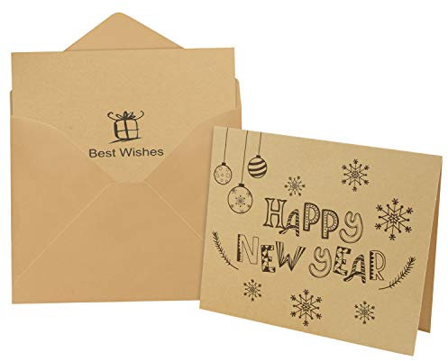 FEPITO 36 Stück Frohes Neues Jahr Grußkarten mit 36 Umschlägen und 36 Aufklebern