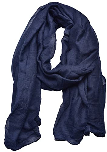woogwin Women's Cotton Scarves Lady Light Soft Fashion Solid Scarf Wrap Shawl (One Size, navyblue)