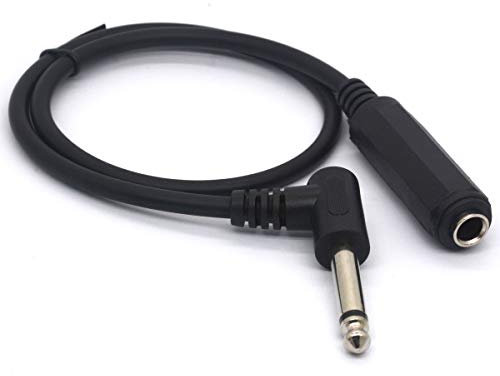 Right Angle 6.35 male to female cable, 1/4 Stereo TS Headphone Extension Cord for Guitar AMP Synths Amplifier Speaker Piano 50cm (Mono channel)