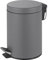 Innoteck Essentials Round Colour Coated Pedal Bin 3L Dustbin Size 26x17cm for Kitchen and bathroom, Matt Grey, Powder Coated Steel, 3 Litre