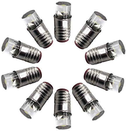 Ruiandsion 10 lampadine LED E5 con base a vite E5 E5.5, lampadina LED da 6 V, per luci Modle Train, colore bianco
