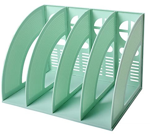 Marte Vanci Schreibtisch-Akten-Organizer, stabiler Schreibtisch mit 4 Fächern, Zeitschriften-Kunststoffhalter, Rahmen, Aktentrenner, Dokumentenschrank, Display und Aufbewahrung, Organizer-Box (grün)