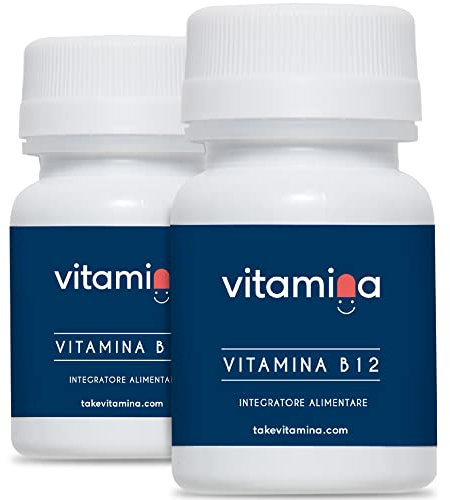 Vitamina B12 | 100 mcg per cpr | Per Vegani e Vegetariani | Contro la stanchezza | 60 compresse, due mesi | senza OGM, Glutine e Lattosio | Portapillole Omaggio | Made in Italy | Vitamina®
